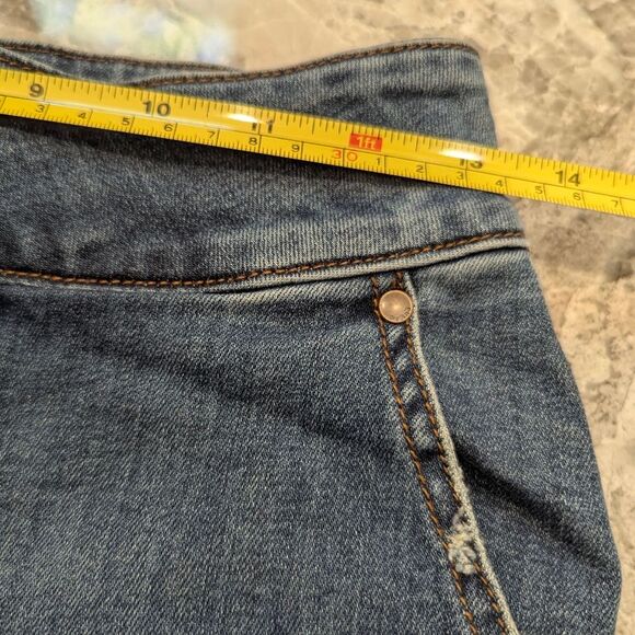 Prana Medium Wash Blue Aubrey Denim Jean Skirt Womens Size 0 Button Fly Stretch - Picture 12 of 14